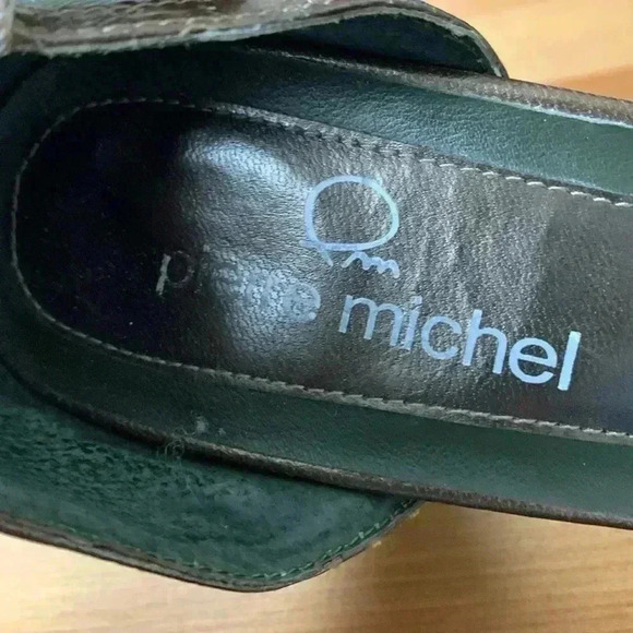 Vintage Pierre Michel Delicate Olive Green w Bronze Trim, Ankle  Strap Heels - Picture 6 of 13